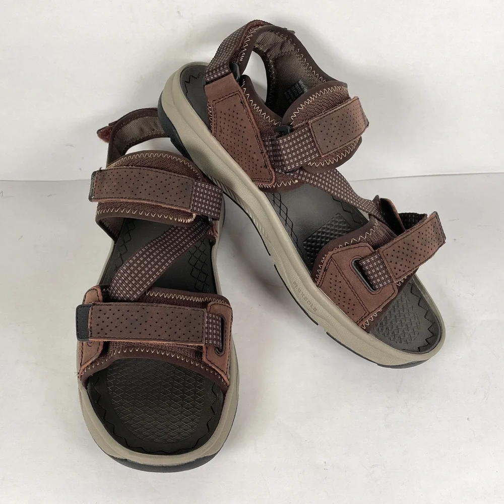 Florsheim Tread Lite Sandals Mens Size 13 M Brown Leather Textile Strappy Shoes